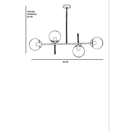 941RTN1233 Лустер Favori 4 Lü Siyah Beyaz Camlı Avize