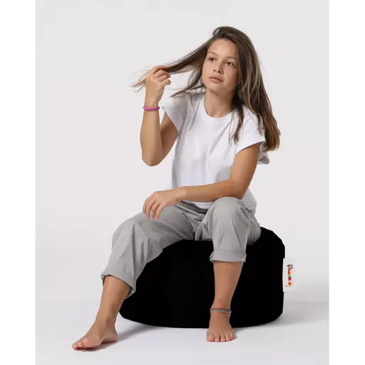 248FRN1318 Bean Bag Round Pouf - Black