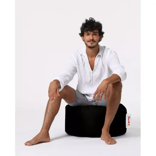248FRN1318 Bean Bag Round Pouf - Black