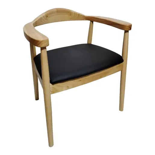 382-000001 Joube фотелја природно дрво со PU перница црна