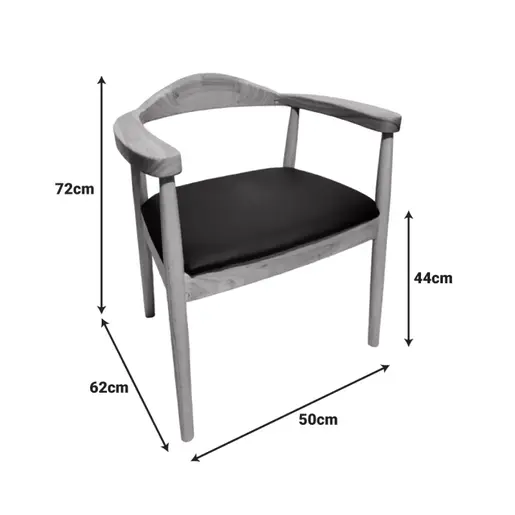 382-000001 Joube фотелја природно дрво со PU перница црна