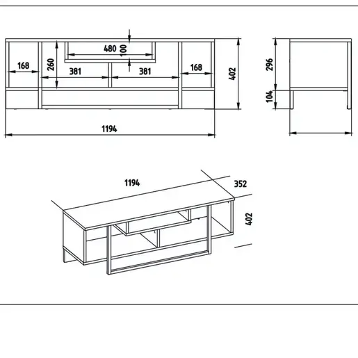 875ZNA3047 Тв Комода Makassar Walnut Black