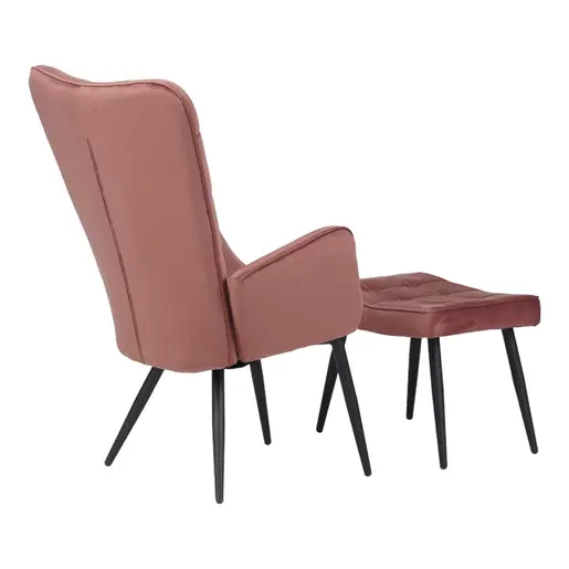 029-000215 Фотелја со табуретка Dorita темно розе 68.5x76x103cm
