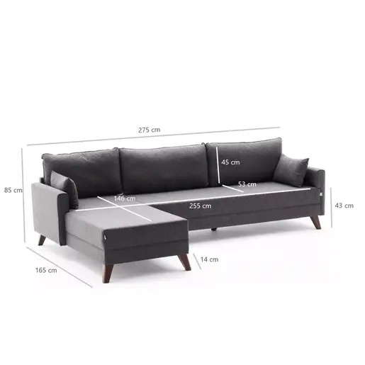 825BLC2577 Софа Bella Corner Sofa Left - Anthracite