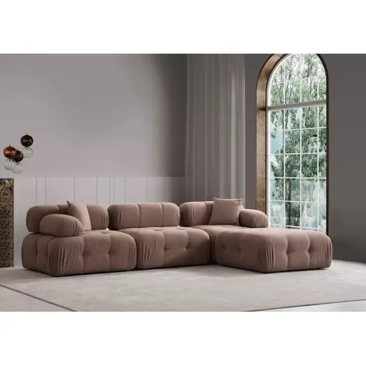 560ARE1837 Софа Doblo 3 Seater with Pouffe ( L1-O1-1R-Pouffe) - Cappuccino