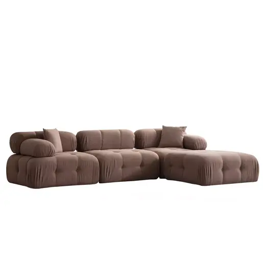 560ARE1837 Софа Doblo 3 Seater with Pouffe ( L1-O1-1R-Pouffe) - Cappuccino