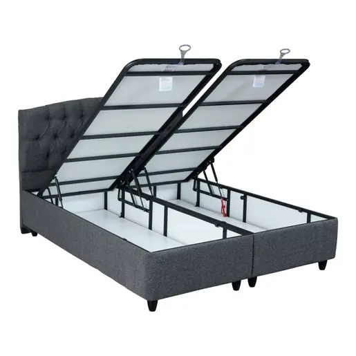 322-000017 Дупли кревет Lanse со складирање bouclé антрацит 160x200cm