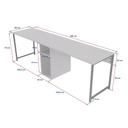 241NRD1104 Биро Twin Study Desk - Anthracite