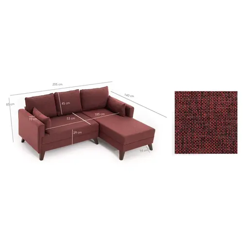 825BLC1519 Софа Bella Corner Sofa Right 2 - Claret Red