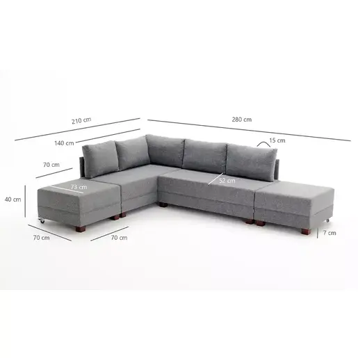 825BLC2668 Аголна гарнитура Stockharis Антрацит лев агол