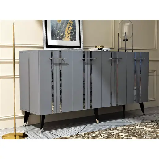 475OLV1742 Комода Asel - Anthracite, Silver