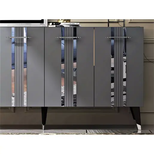 475OLV1742 Комода Asel - Anthracite, Silver