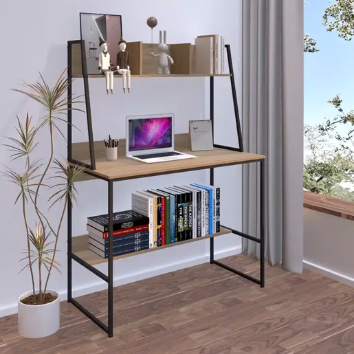 375-000011 Биро Herbey oak-black 100x48x139cm