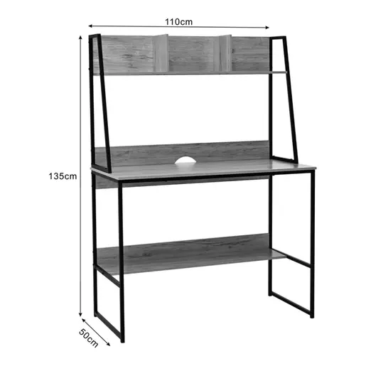 375-000011 Биро Herbey oak-black 100x48x139cm