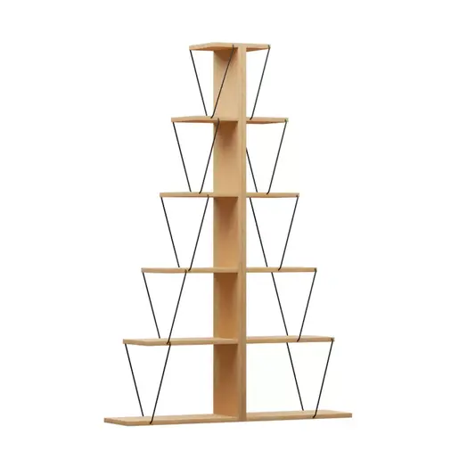 225-000040 Полица за книги mini Tars сонома-црна 130x22x146cm