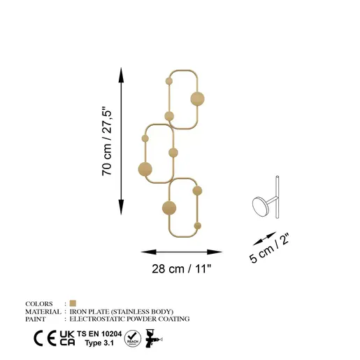 494PYT1164 Метална ѕидна закачалка Lizzard-A