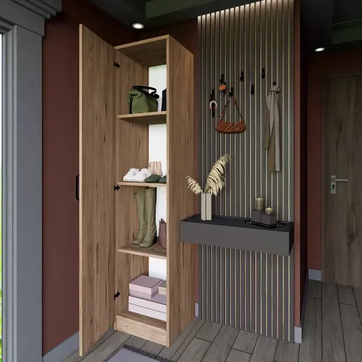 350MWD1107 Плакар Yaman 1 Door - Walnut