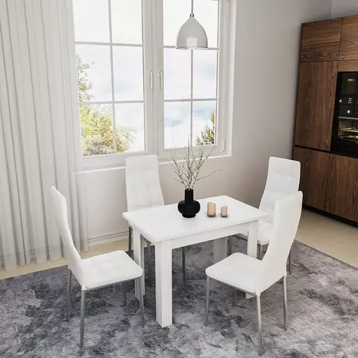 184-000011 Трпезариска маса Celeste бела маса 100x60x73.5cm