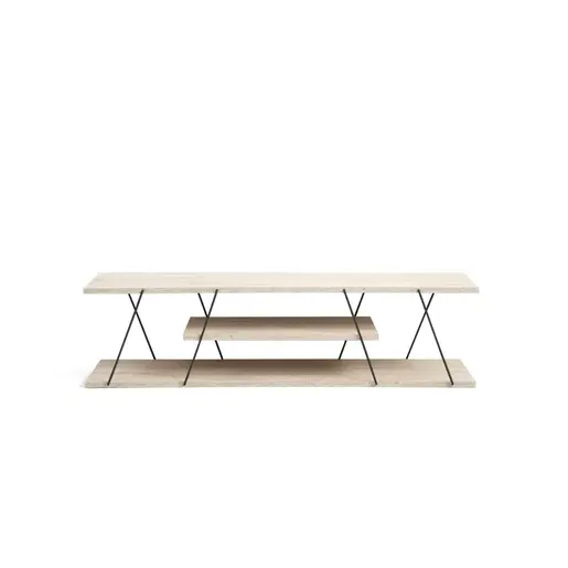 854KLN3087 Тв комода Canaz - Black, Travertine