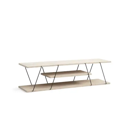 854KLN3087 Тв комода Canaz - Black, Travertine