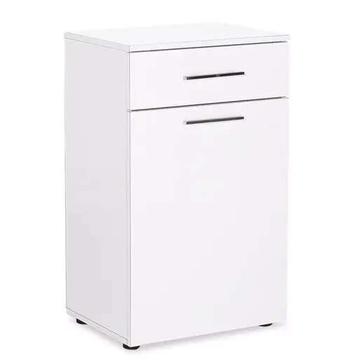 039-000143 Бањарски шкаф Chad со кош за алишта бел гланц