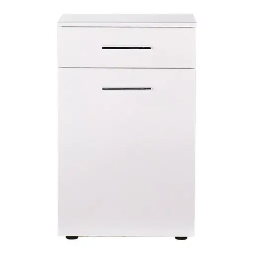 039-000143 Бањарски шкаф Chad со кош за алишта бел гланц