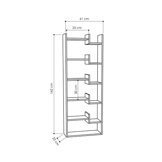 119-000770 Полица за книги Oпра 61x22x162cm
