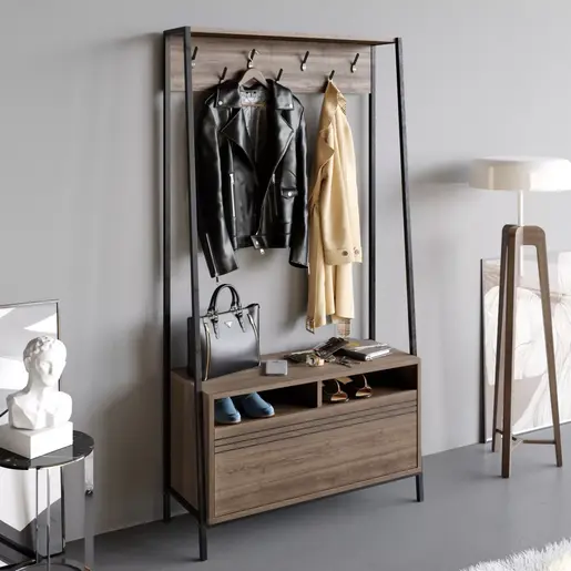 788DEC4018 Плакар за претсобје Devin - Walnut, Black