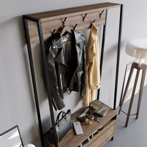 788DEC4018 Плакар за претсобје Devin - Walnut, Black