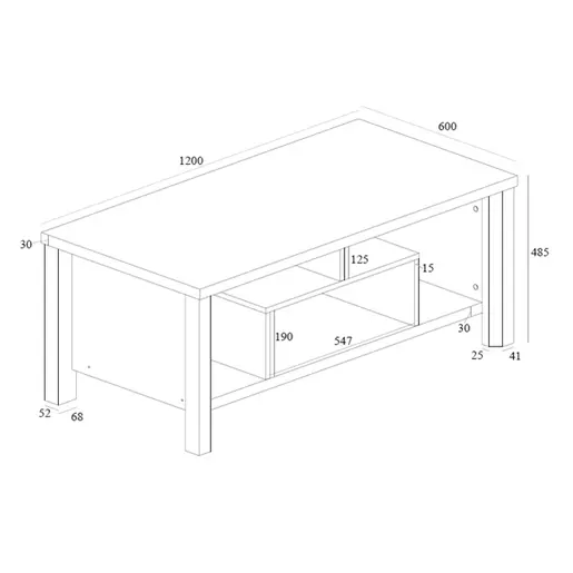 049-000095 Клуб маса Tracy бело-сива 120x60x48.5cm