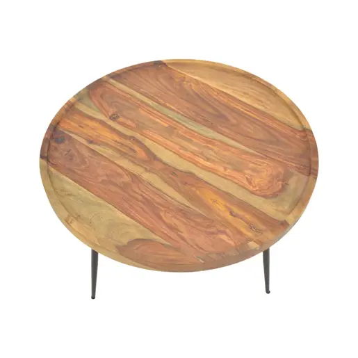 376-000010 Клуб маса Tavolo – масивно дрво Sheesham и метални ногарки 75x75x39см