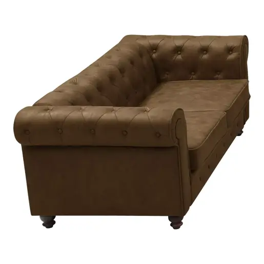 074-000058 Incredible двосед Chesterfield антик кафеава ткаенина