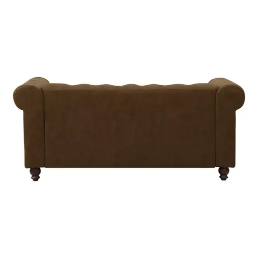 074-000058 Incredible двосед Chesterfield антик кафеава ткаенина