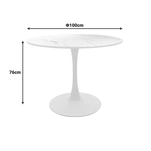 029-000372 Balou трпезариска маса бела MDF-мермер изглед