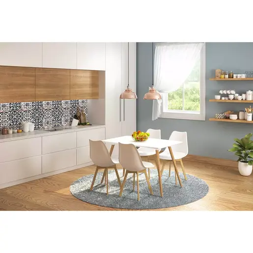 200-000635 Трпезариска маса Natali-Gaston бела-природна