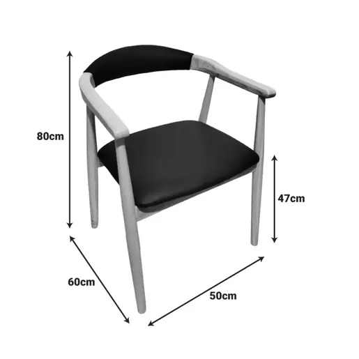382-000005 Sandi фотелја природно дрво со PU перница црна