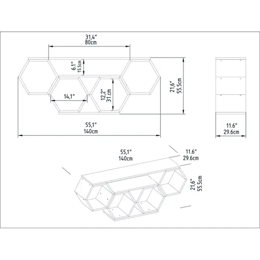 322RTC2101 Тв комода Bal - White, Sonomo