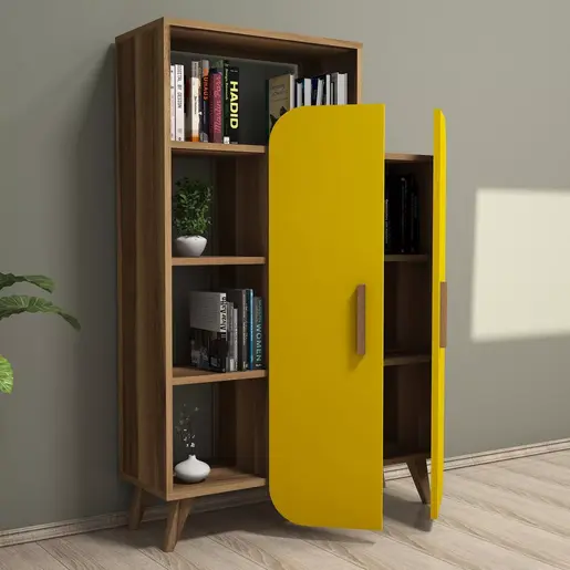845HCT3904 Полица за книги Form - Walnut, Yellow