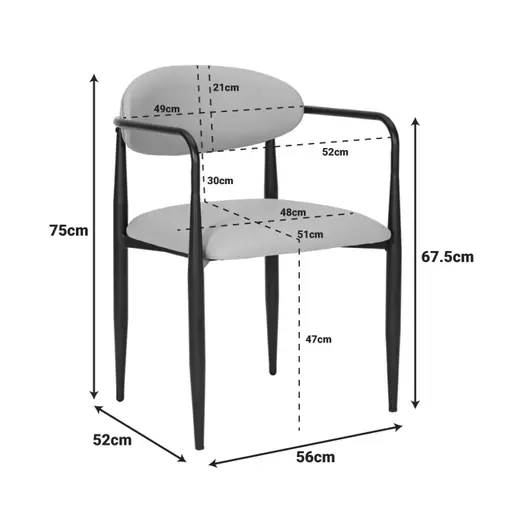 350-000027 Столица Kalone антрацит 56x55x78cm