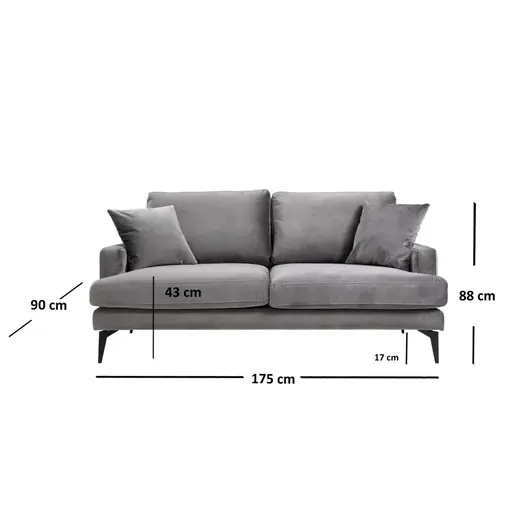 560ARE1506 Софа Papira 2 Seater - Grey