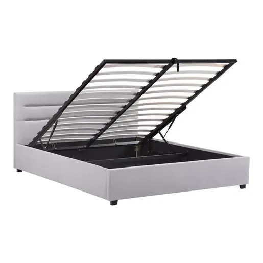 006-000050 Дупли кревет Molito Тапациран во светло сива боја со складирање 160x200cm