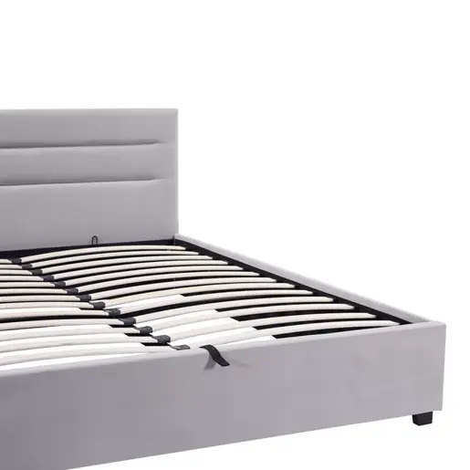 006-000050 Дупли кревет Molito Тапациран во светло сива боја со складирање 160x200cm