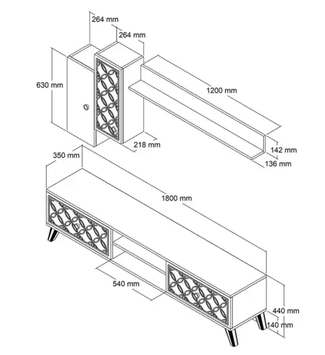 845HCT3014 ТВ комода ДАРГУН жолта