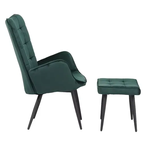 029-000216 Фотеља со табуретка Dorita Зелена