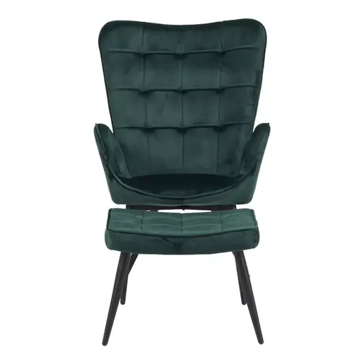 029-000216 Фотеља со табуретка Dorita Зелена