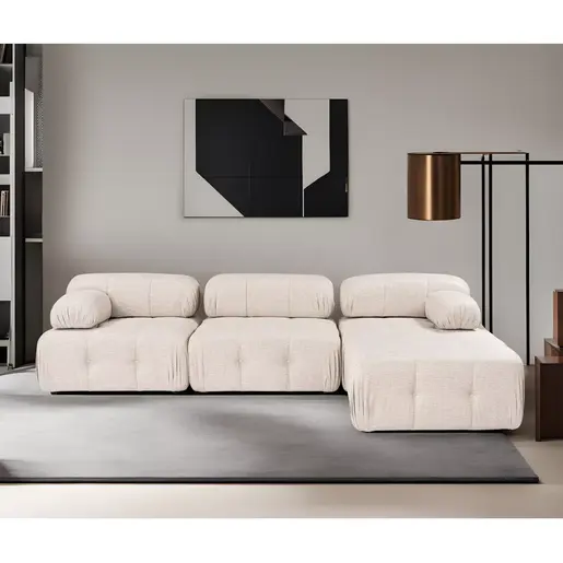 560ARE1917 Аголна гарнитура Doblo 3 Seater with Pouffe ( L1-O1-1R-Pouffe) - Light Brown