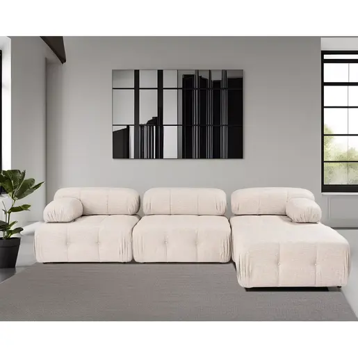 560ARE1917 Аголна гарнитура Doblo 3 Seater with Pouffe ( L1-O1-1R-Pouffe) - Light Brown