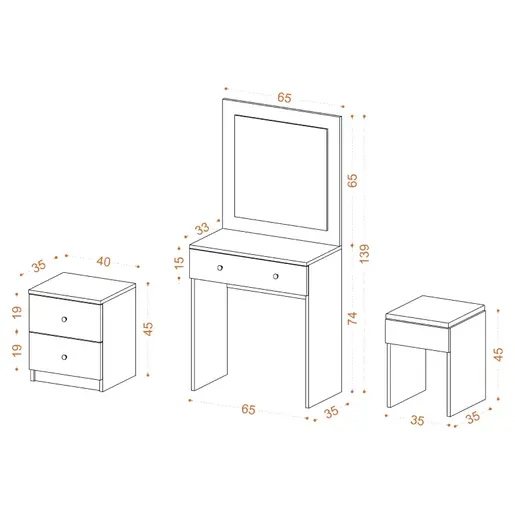 746JUG4301 Комплет тоалетна маса МЕГИ
