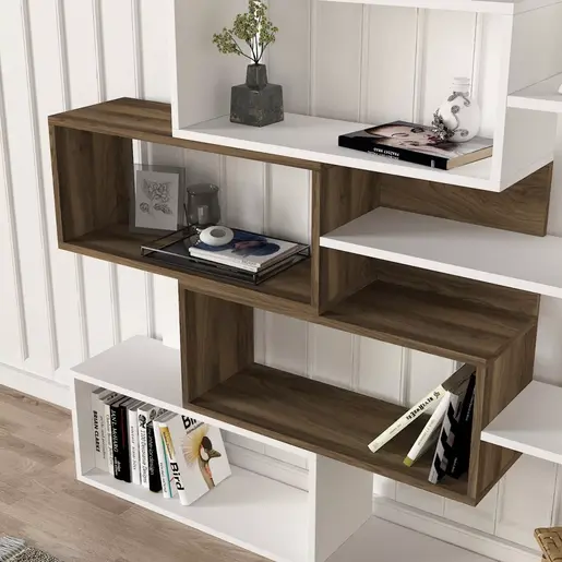 731WAT3615 Полица за книги Marla - White, Walnut