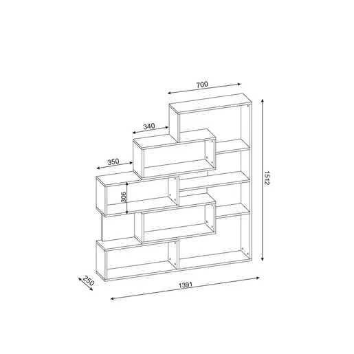 731WAT3615 Полица за книги Marla - White, Walnut